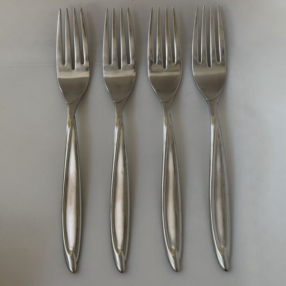 4pc INTERNATIONAL Americana Stainless Deluxe Dinner Forks 7 3/8” Satin